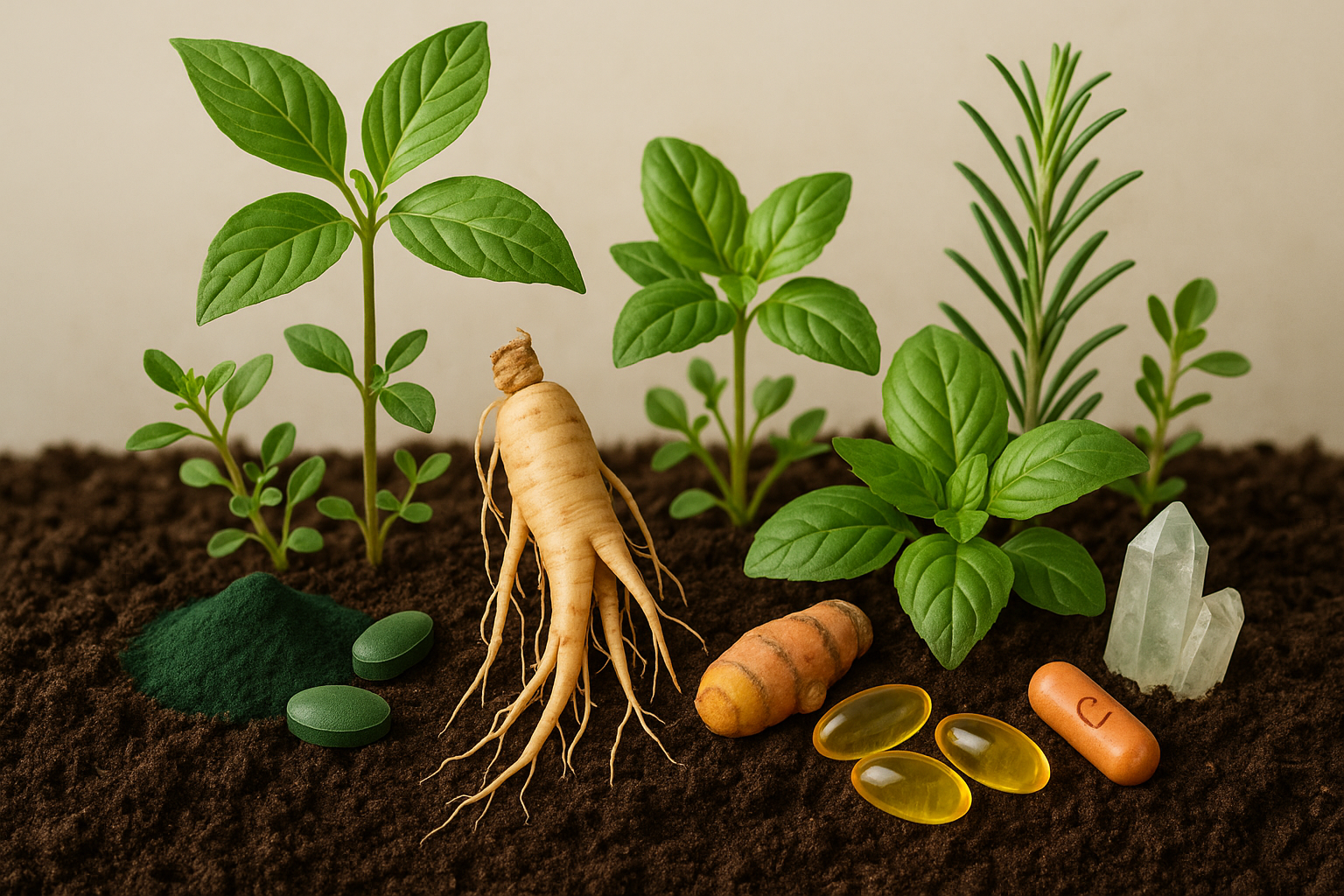 botanicals, vitamins, and minerals rooted in nature